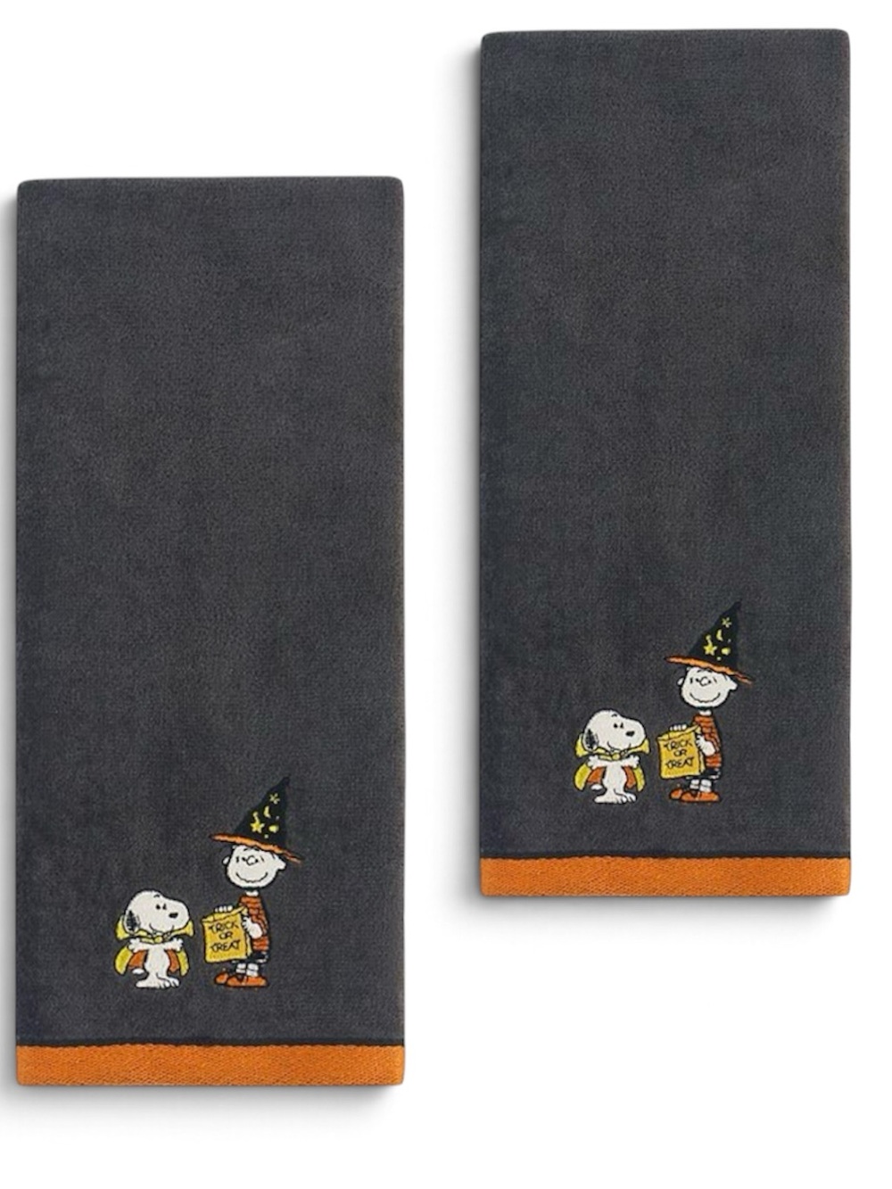 Peanuts Halloween Snoopy and Charlie Brown Hand Towel Set 2Pk. Home Decor NWT